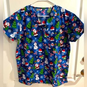 Christmas scrub top